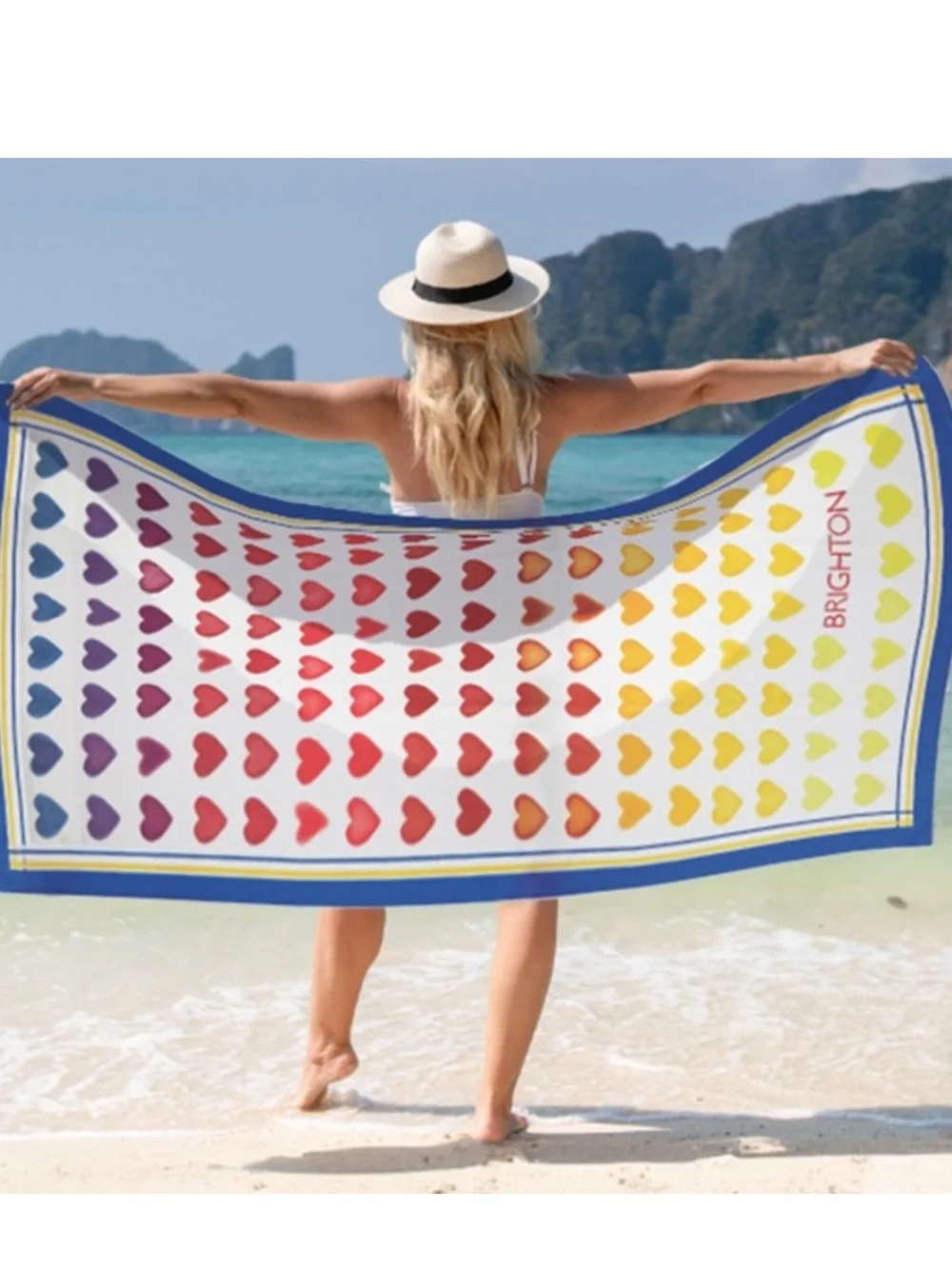 Brighton Rainbow Ombre Heart beach towel